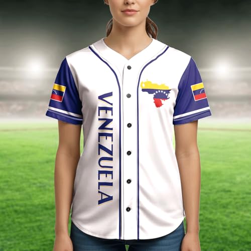 Venezuela Baseball Jersey | Personalized Name Number Sports Shirt | Custom Venezuela Jersey Shirt for Men Women miniatura 3