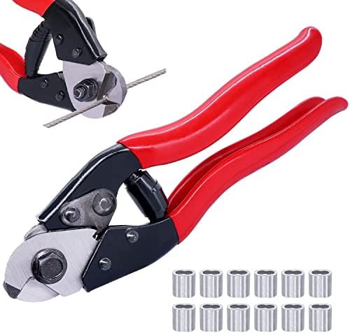 KNLN/Wire Rope Cable Cutter Up To 5/32" Heavy Duty Stainless Steel Aircraft Bike Cable Cutter Bicycle Brake Cutter Wire Rope Cutter For Decking Railings Stair Metal Fencing N-029