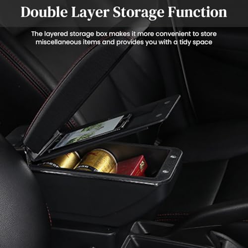 Image of STHIRA Premium Armrest for Car Car Arm Rest with Storage Compartment for All TATA Tiago Models Durable Arm Rest Cushion for Car Hand Rest for Car Enhance Comfort and Organize Front Seats