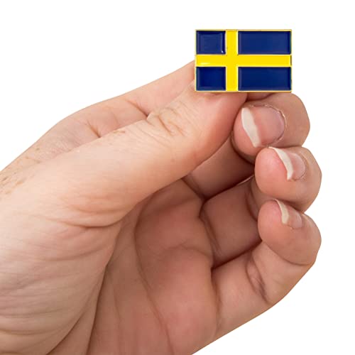Image of Desert Cactus Sweden Flag Lapel Pin SWE Sweden Made of Metal for Formal Wear, Bag and Hat Jewelry, and Tie Tack