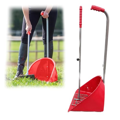 Horse Poop Scoop XL Manure Shovel Multi Use Poop Leaves Muck Paddock Garden Stable Horsebox Equestrian Cleaning Rake Easy to Use Lightweight Jumbo Poop Remover Horse Pony Donkey Dog (Red)