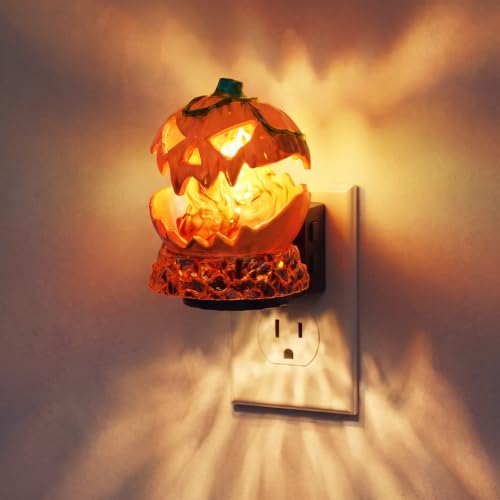 Image of JandCase Halloween Night Light, RGB Color Night Lights Plug into Wall | Cute & Funny Pumpkin Night Light for Kid, Plug in Nightlight with Dynamic RGB Running\Jumping Light for Halloween Party Decor