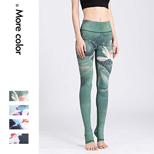 KESYOO 1 par de leggings estampadas para treino, calças de cintura alta, esportivas, costura respirá