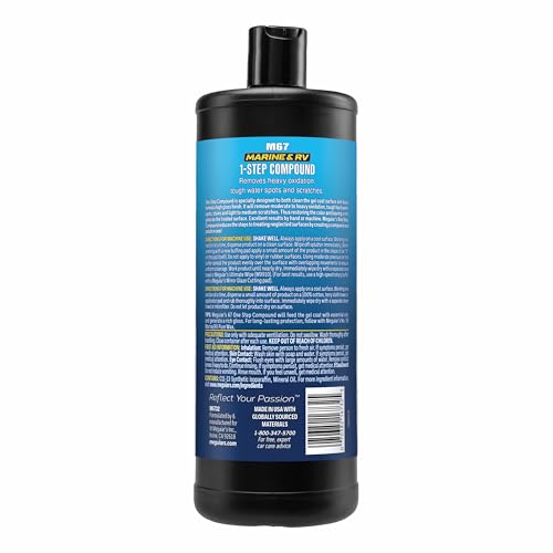Image of Meguiar's M67 Marine /RV One-Step Compound, 32oz | Oxidation Remover,Boat Water Spot Remover, Removes Stains & Scratches,Restores Color & Shine to Fiberglass Gel Coat Finishes
