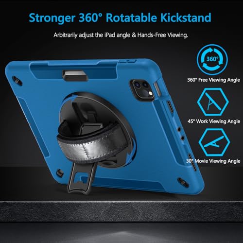 Protection iPad Pro 11 robuste anti-rayure avec support bleu pour manipuler sans risque