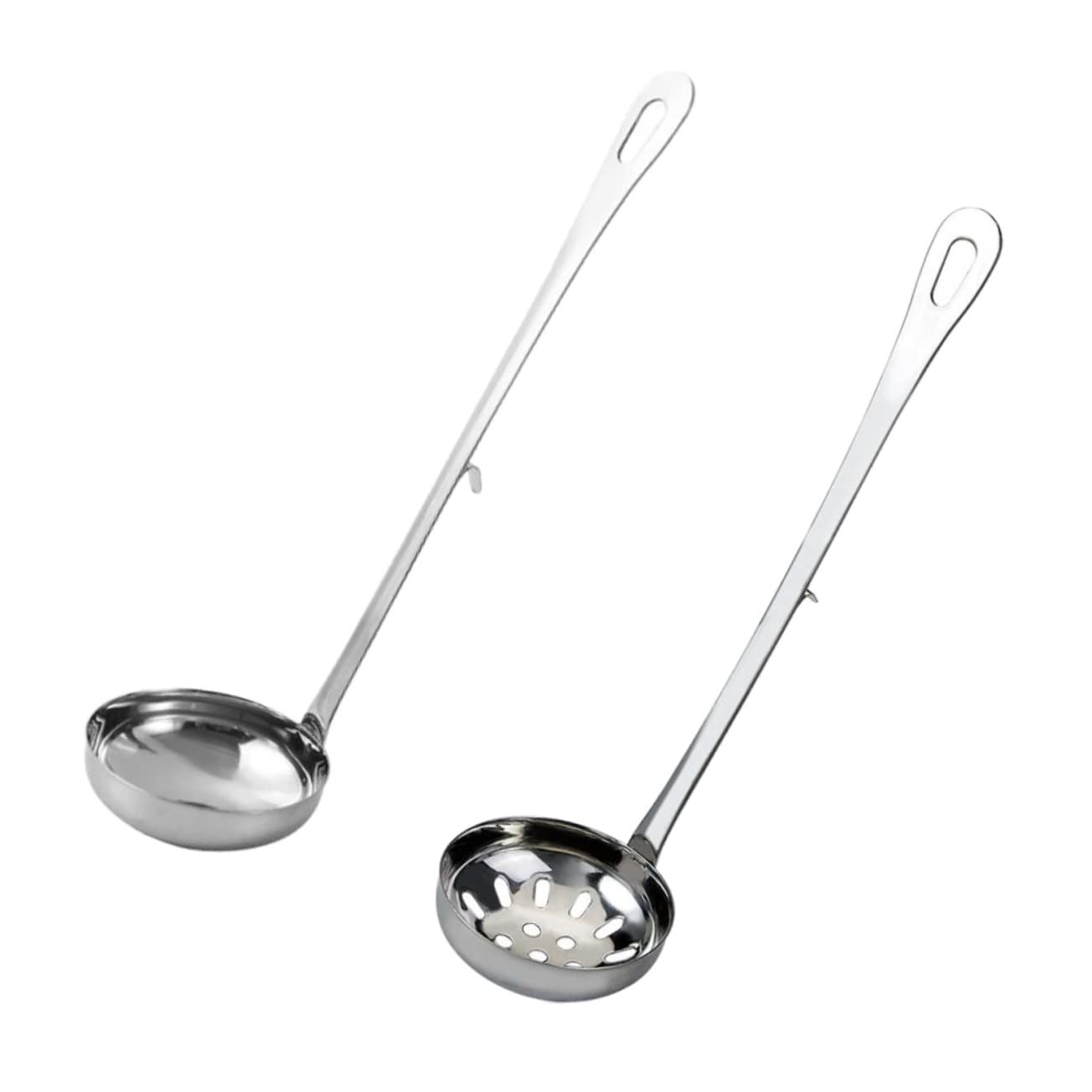 LALADEFIEE Hot Pot Spoons with Colander Stainless Steel Soup Ladle for Hammered Silverware Kitchen Utensils