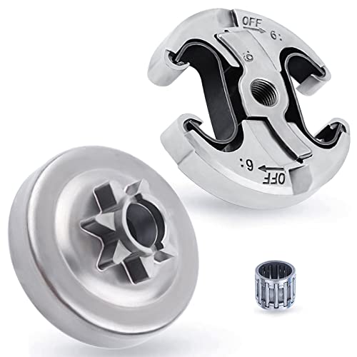 Piñón y Embrague para Husqvarna 455 460 Rancher, ADEFOL 7 Dientes Piñón de 0,325'' con Embrague y Rodamiento Motosierra Tambor de Embrague Piezas de Repuesto