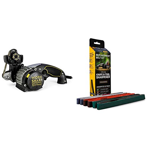 Work Sharp Knife & Tool Sharpener Ken Onion Edition & Sharp WSSA0002012 Knife & Tool Sharpener Replacement Belt Kit (WSKTS & WSKTS-KT)