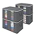 Tomineb Porta Abiti Grande Capacità con Manico Rinforzato, 4PCS Scatole per Armadio per Trapunte, Coperte, Biancheria da Letto, Organizzatore Pieghevole Traspirante, 60X43X35CM Grigio
