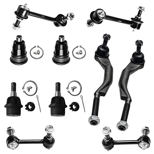 Image of Detroit Axle - Front Rack and Pioion Suspension Kit for Chevrolet Trailblazer GMC Envoy Steering Driver Passenger Side Rack and Pinion Control Arms Ball Joints Outer Tie Rods Sway Bars Replacement