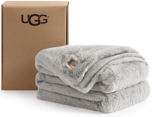 UGG 16800 Euphoria Cobertor reversĂvel de pele sintĂ©tica de pelĂşcia para sofá ou cama cobertores estilo hotel de luxo lavável Ă máquina fácil de cuidar cobertor macio para cama ou sala de estar, 178 x 127 cm, selo