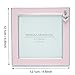 MIMOSA MOMENTS Silver Plated Metal Baby Picture Frame with Pink Enamel and a Heart Charm (4x4, Silver & Pink)