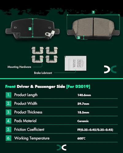 Image of SCITOO D2019 D2168 Front & Rear Ceramic Brake Pads Sets w /Hardware Replacement For Buick For Encore 2018-2022,For Buick For Encore GX 2020-2021,For Chevrolet For Trax 2018-2022