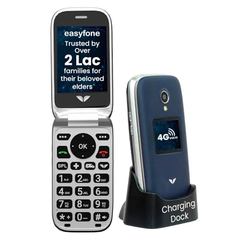 Image of Easyfone Royale - 4G Flip Phone for Seniors | 2.8 inch Big Screen | Loud Sound with Additional Boost Option | Big & Talking Buttons | USB-C & Dock Charger | SOS | Photo Speed Dial |
