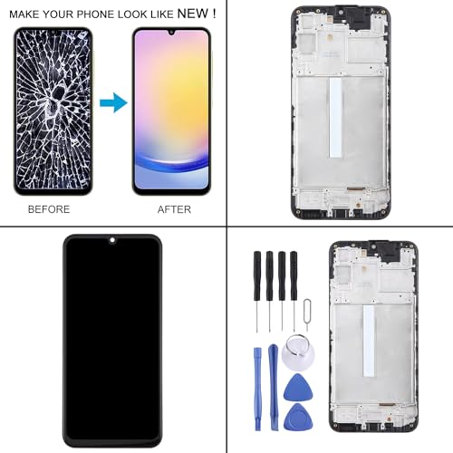 Écran LCD pour Galaxy A25 avec châssis intégré et kit d'outils