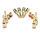 ACICS 20/8pc 4mm 24kゴールドメッキの音楽ケーブルワイヤバナナプラグオーディオスピーカーコネクタメッキの音楽スピーカージャックプラグピンコネクタ (Color : 8PCS)