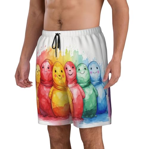 Colorful Snowman Men Beach Pants â€“ Swim Trunks for Men,Quick-Dry and Comfortable, Suitable for Beach, Surf, and Everyday Wear2