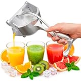 Fruit Juice Squeezer Handheld Aluminum Alloy - Manual Juicer Hand Press, Non-Slip Ergonomic Handle, Easy to Use & Clean, 0.6 L Capacity - Great Bar Juicer for Citrus, Pomegranate, and Other Fruits