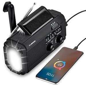 Emergency Weather Radio, 4000mAh Solar Hand Crank Portable NOAA/AM/FM Weather Radio with 3 Mode Flashlight & Reading Lamp,Power Bank, Cell Phone Charger, SOS Alarm for Home and Emergency