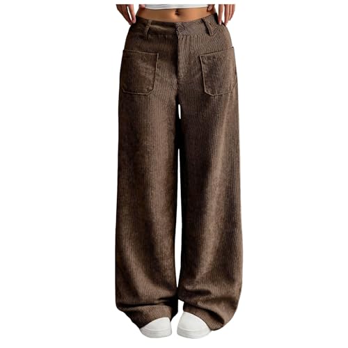 ZhungZaoh Cordhose Damen Weites Bein High Waist Chino Hosen Locker Stoffhose Baggy Damen Braun Cord Hose Herbst Winter Bequem Culotte Einfarbig Freizeithosen mit Taschen (Coffee, L) ZhungZaoh Cordhose Damen Weites Bein High Waist Chino Hosen Locker Stoffhose Baggy Damen Braun Cord Hose Herbst Winter Bequem Culotte Einfarbig Freizeithosen mit Taschen (Coffee, L)