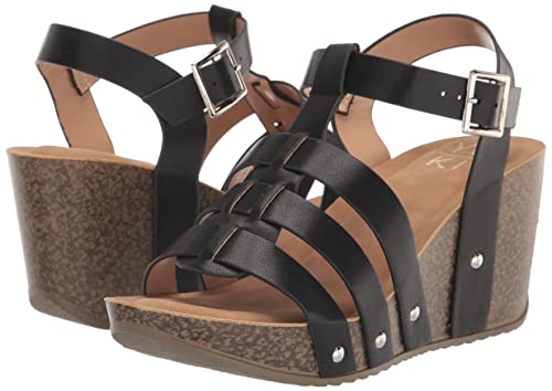 Yoki-Netta-33 Women's Open Toe Caged Wedge Platform Sandal, Black, 9 M Us #TOP6