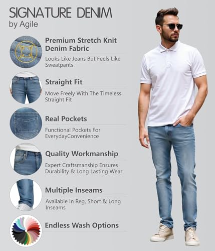 Image of ETHANOL Men's Straight Knit Denim Jeans