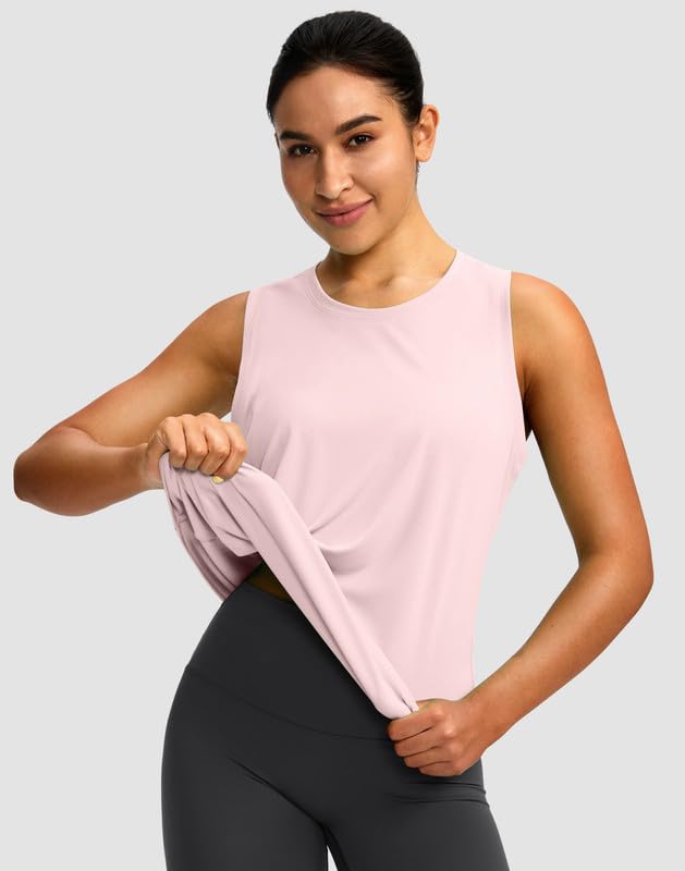 Image of Women's Workout Tops Racerback Athletic Tank Tops Sleeveless Loose Fit Yoga Running Gym Shirts for Women