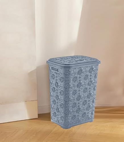 Best House | Plastic Laundry Basket | GREY | 60 Litres | 1Pc | Large | Laundry Bin | Laundry Storage Basket with Lid | Clothes Storage Washing Bin Basket Hamper for Bathroom Bedroom (Pack of 1) - Image 7