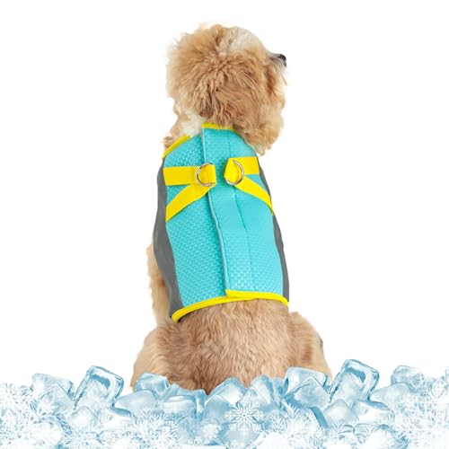 SEIS Cooling Dog Harness Summer Pet Reflective Vest Breathable Cat Costume for Small Medium Large Dogs (Blue, S)