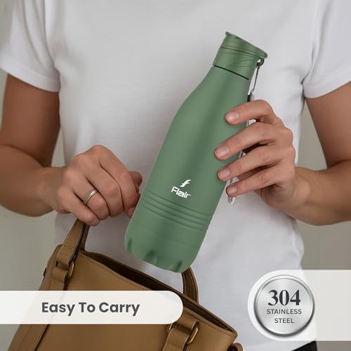 Image of FLAIR Champ DX 1100 ml Stainless Steel Water Bottle - Green | BIS Certified & ISI Marked | SS 304 Food Grade | Fridge Bottle, Durable & Reusable Bottle for Office, Gym & Travel