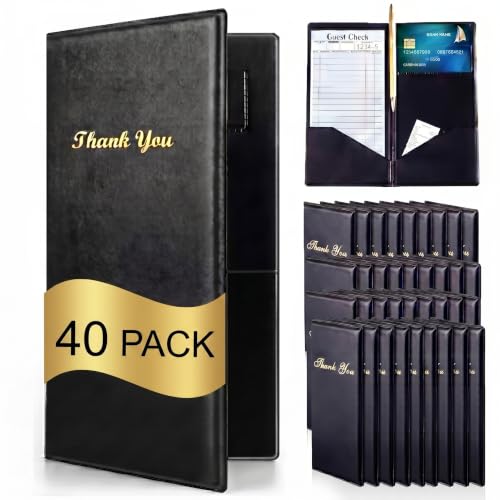 40 Pcs Check Presented for Restaurants with Gold Thank You Imprint