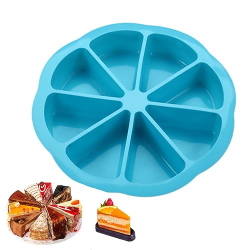 Silicone Cake Moulds 8 Cavity Triangle Non-Stick Baking Pan Reusable Food-Grade Silicone Baking Mould Heat Resistant Bakeware for Brownies Muffins Scones Cornbread Pizza & Chocolate (Sky Blue)