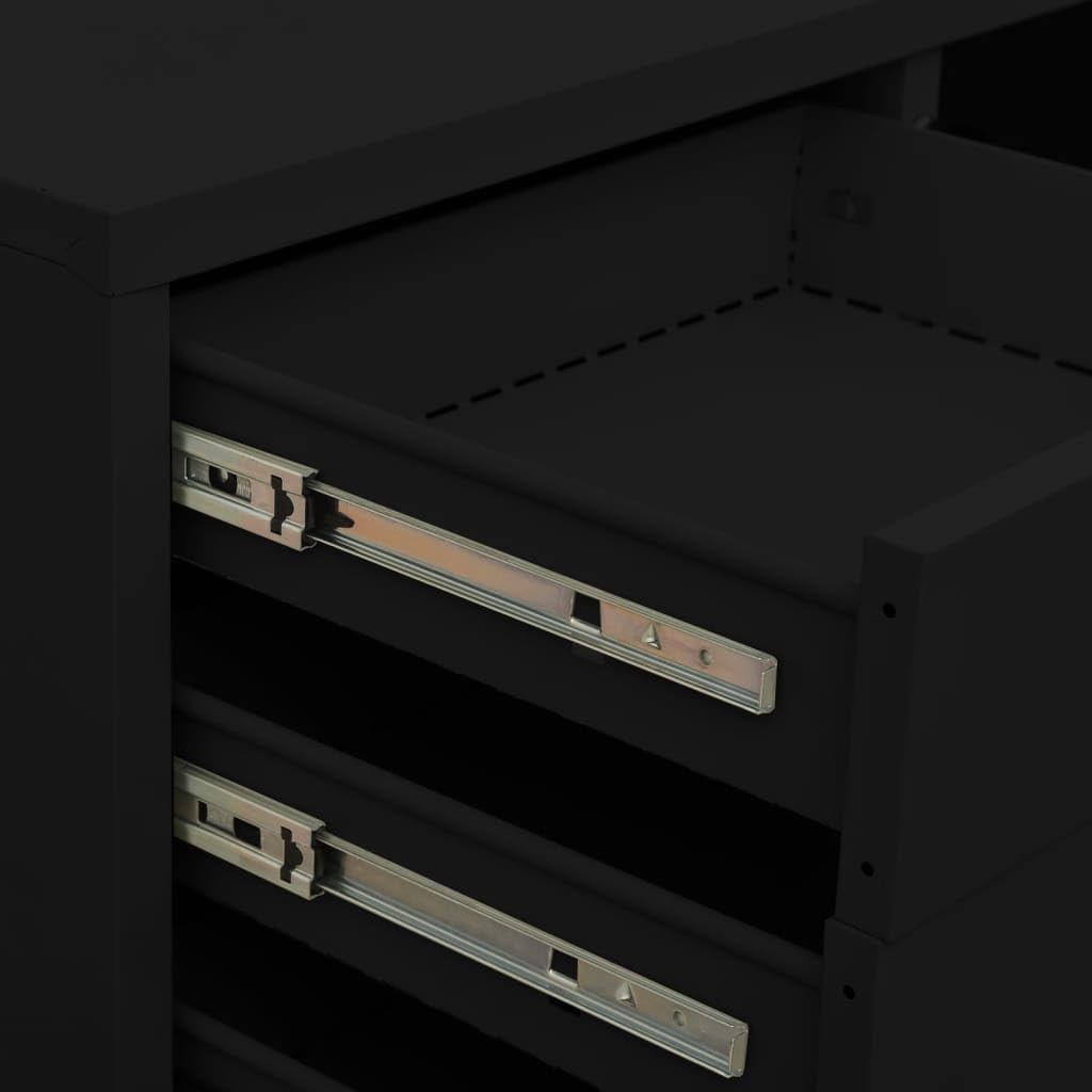 Metal Locker,Black Metal Office Storage Cabinet 90x40x102 cm, Adjustable Shelves, 3 Ball Bearing Drawers, Durable Steel Construction, Ideal for File Organization & Workspace Efficiency