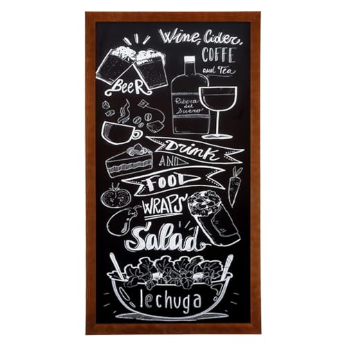 MG Design Tableau noir 50 x 100 cm – Ardoise robuste avec cadre en bois Marron, surface effaçable pour la maison, les bars et les écoles
