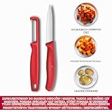 Victorinox Swiss Classic zestaw noży do warzyw z obieraczką, do warzyw i owoców, 2-częściowy, bardzo ostre ostrze, czerwony