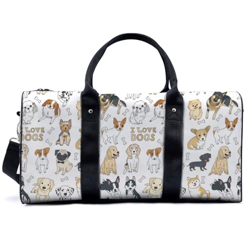 Cute Dogs Travel Duffel Bag for Woman Weekender Bag Man Tote Gym Bag Sport Gym Bag Hospital Bag for Labor and Delivery Overnight Bag Luggage Bag
