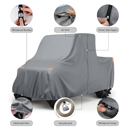 Image of Waterproof UTV Cover Compatible with Polaris Ranger 3 Seaters Performance, 6 Layers All Weather Cover with Air Vents, Door Zipper and Windproof Buckles and Bands for Rain Snow Dust Protection