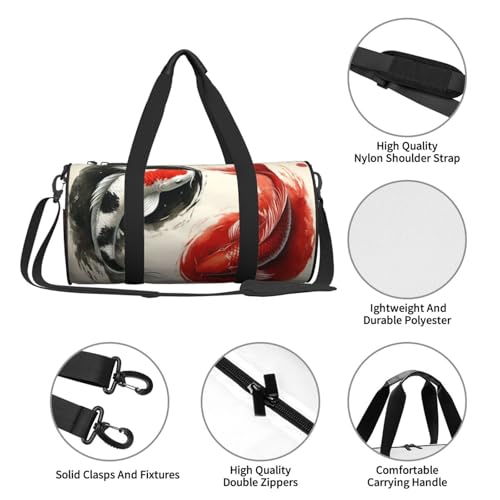 Sports Duffel Bag Koi-Fish-Ink-Wash-Painting Foldable Travel Tote Bag Weekender Sleepover Carry On Bag4