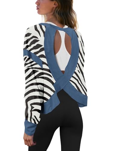 Image of Panadila Womens Open Back Workout Tops Long Sleeve Shirts