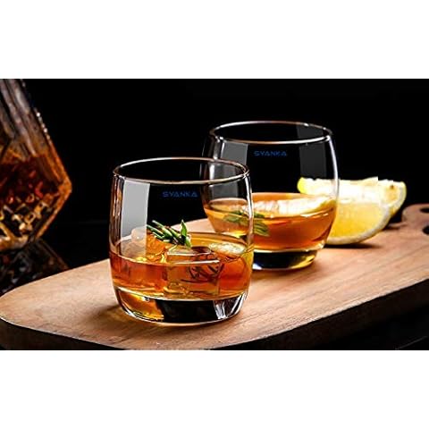 Syanka Premium Heavy Base Round Whiskey Glass Set 6 (Barware for Scotch, Bourbon, Liquor and Cocktail Drinks, 310 ML) Cover