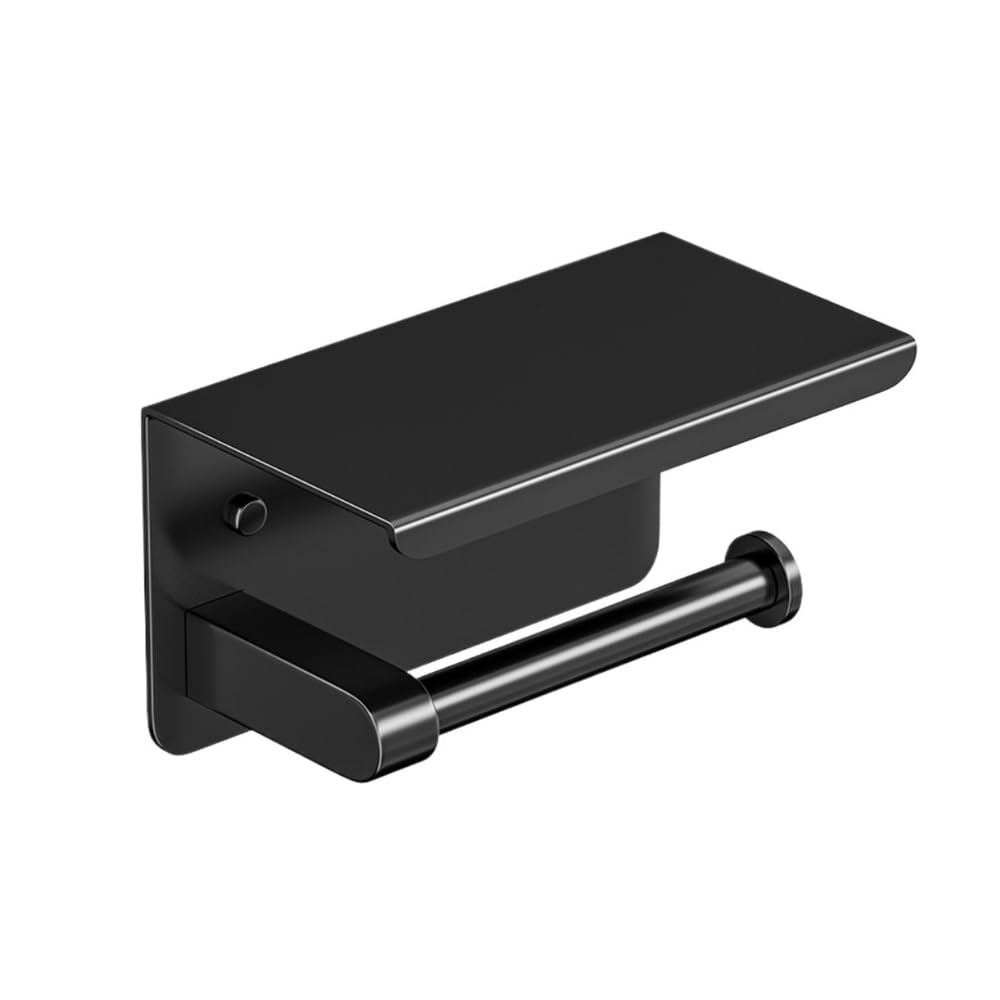 PaperTowel Holder, No-Punch Paper Towel Holder Toiletries Organizer for Bathroom(Black)