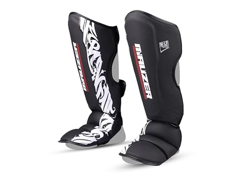 Image of Mauzer Muay Thai MMA Shin Guards & Foot Protection Medium Size | Kickboxing Instep Protectors | High-Density EVA Padding | Adjustable Velcro Straps | Durable Synthetic Leather (Medium)
