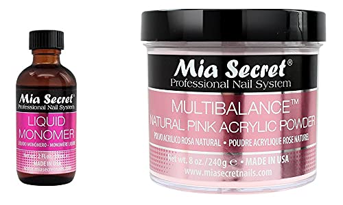 Mia Secret Liquid Monomer 2 oz and Natural Pink Powder 8 oz