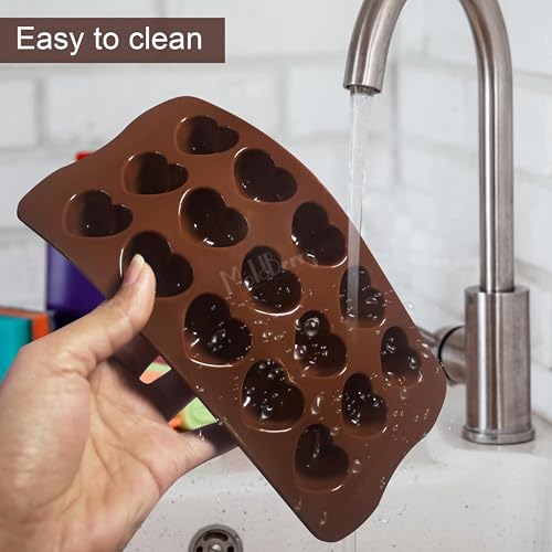 Image of MoldBerry Silicone Chocolate Mould Combo of 3 | Valentine Special Chocolate Bar Mold + 15 Cavity Heart + 55 Mini Heart Shape Tray | for DIY Chocolate, Candy & Jelly Making