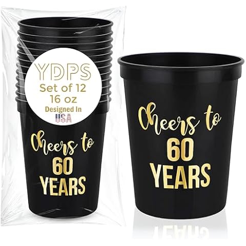 Cheers to 60 Years Birthday Cups Set Cover