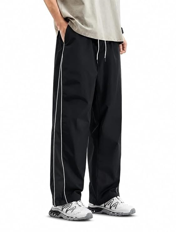 Men's Straight Fit Track Pants | Lightweight Gym Lower for Men | Running & Jogging Track Pants | Comfortable Sports Wear | Casual Everyday Activewear | Polyester Jogger Pants Men Black-image-47