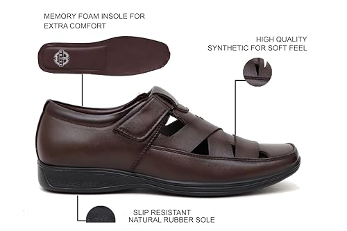Image of BRUTE Faux Leather Sandals for Men | Fisherman Sandals | Closed Sandals