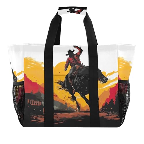 Nander Bullfighting Warrior Foldable Tote Bag Waterproof Sandproof Women Beach Bag Handbag Gym Bag Travel Shopping Bag