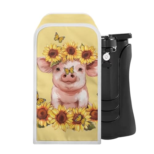 Suhoaziia Sunflower Pig Can Opener Dust Cover Home Decor Stain Resistant Electric Can Opener Covers Fits Most Electric Automatic Can Openers