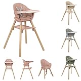 Kikkaboo seggiolone bambini Woody 2 in1 gambe in legno poggiapiedi sedia bambini, colori:rosa